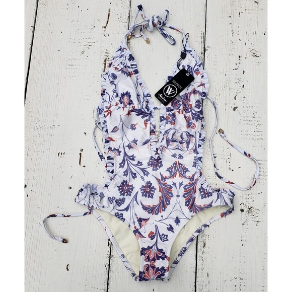 WILDFOX American Paisley Halter One-Piece Monokini Swimsuit Women's Size XS NEW - Picture 3 of 10